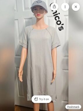 NEW w/TAG Chico’s Zenergy Zipper Detail
Taupe Heather Short Sleeve  Dress size 8